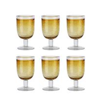 Conjunto 6 Copos de Vidro Bubble em Vidro Âmbar 550ml 15cm GI0061 BTC