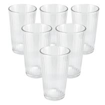 Conjunto 6 Copos de Vidro Canelado Transparente 330ml Conjunto 6 Copos de Vidro Canelado Transparente 330ml