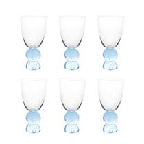 Conjunto 6 Copos de Vidro com Base Esferas Azul 370ml 18cm JL1014 BTC Conjunto 6 Copos de Vidro com Base Esferas Azul 370ml 18cm JL1014 BTC