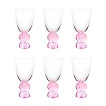 Conjunto 6 Copos de Vidro com Base Esferas Rosa 370ml 18cm JL1013 BTC