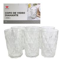 Conjunto 6 Copos de Vidro Diamante 370ml - Marca Praticasa, Elegância e Durabilidade