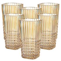 Conjunto 6 Copos de Vidro Longo Âmbar Perolado 400ml Conjunto 6 Copos de Vidro Longo Âmbar Perolado 400ml