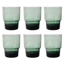 Conjunto 6 Copos De Vidro Verde Moderno Água Bebida 315Ml