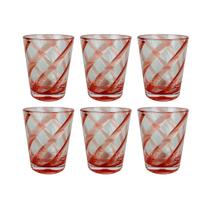 Conjunto 6 Copos em Acrílico com Detalhes Espirais Rosa 400ml RJW0034 BTC