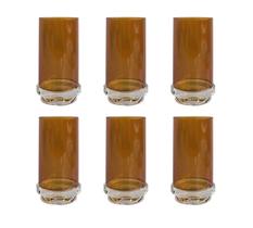 Conjunto 6 Copos em Vidro Âmbar com Base em Cristal 520ml BJ0039 BTC Conjunto 6 Copos em Vidro Âmbar com Base em Cristal 520ml BJ0039 BTC