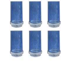 Conjunto 6 Copos em Vidro Azul com Base em Cristal 520ml BJ0036 BTC Conjunto 6 Copos em Vidro Azul com Base em Cristal 520ml BJ0036 BTC