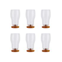 Conjunto 6 Copos Fluire de Vidro Base Âmbar 650ml GI0066 BTC Conjunto 6 Copos Fluire de Vidro Base Âmbar 650ml GI0066 BTC