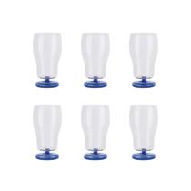 Conjunto 6 Copos Fluire de Vidro Base Azul 650ml GI0067 BTC Conjunto 6 Copos Fluire de Vidro Base Azul 650ml GI0067 BTC