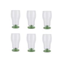 Conjunto 6 Copos Fluire de Vidro Base Verde 650ml GI0065 BTC Conjunto 6 Copos Fluire de Vidro Base Verde 650ml GI0065 BTC