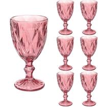 Conjunto 6 Copos Lilás Taças Diamante Para Agua Vinho 300ml