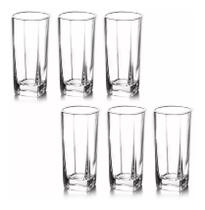 Conjunto 6 Copos Longo Quadrado Vidro 260ml (CK2941)