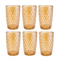 Conjunto 6 Copos Lyor Bico De Abacaxi Contemporâneo Âmbar Metalizado