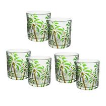 Conjunto 6 Copos Palm Tree De Vidro Tropical Coqueiros Kit - Says Decor