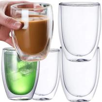 Conjunto 6 Copos Parede Dupla De Vidro Transparente Grande 450ml Para Bebida Café Chá Suco Cerveja Chopp Copo Duplo Isolante KIT 6 Copos - IDEAL