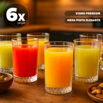 Conjunto 6 Copos Slam 460ml Cristal Facetado Suco Drinks Água Luxo
