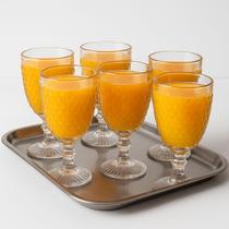 Conjunto 6 Copos Taça Bico de Abacaxi Vidro Premium Texturizado Com Relevo 350ml Elegante