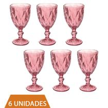 Conjunto 6 Copos Taça Lilás Diamante 300ml Para Agua Vinho - QUALITY HOUSE