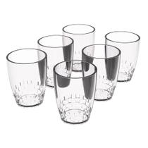 Conjunto 6 Copos Transparente 300ml Plástico Trama Crippa Água Suco Refrigerante