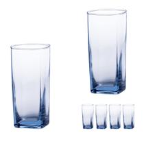 Conjunto 6 Copos Vidro Azul Degrade Luxo 320 ml Casa Linda