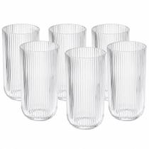 Conjunto 6 Copos Vidro Canelado 420ml Transparente Drink Whisky Gin Agua Suco Conjunto 6 Copos Vidro Canelado 420ml Transparente Drink Whisky Gin Agua Suco