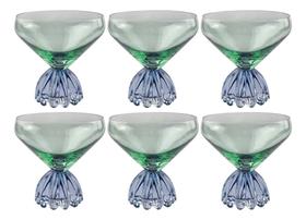 Conjunto 6 Copos Vidro Taça Marejo Verde E Azul 360ml Luxo Tuut Conjunto 6 Copos Vidro Taça Marejo Verde E Azul 360ml Luxo Tuut