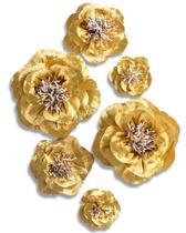 Conjunto 6 de flores de papel artificial Letjolt Golden para decoração Conjunto 6 de flores de papel artificial Letjolt Golden para decoração