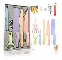 Conjunto 6 Facas Confeiteiro De Cozinha De Aço ColoridoER0278