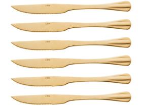 Conjunto 6 Facas de Churrasco de Aço Inox Positano Dourado 23cm Lyor