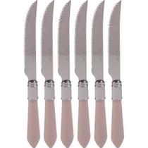 Conjunto 6 facas de mesa mother pearl rosa