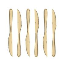 Conjunto 6 Facas para Mesa de Aço Inox Dourado Gastro 21,5cm