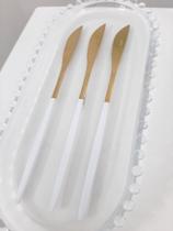 Conjunto 6 Facas para Mesa Opera Champanhe e Branco 22 cm