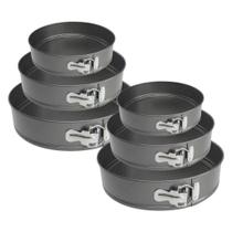 Conjunto 6 Forma Redonda Fundo Removível Antiaderente Torta Bolo Assadeira Bolo Teflon Cozinha Forno