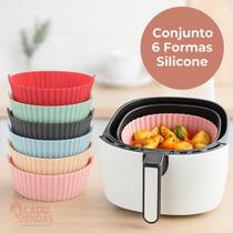 Conjunto 6 Formas de Silicone com Alças Sortidas para Bolos, Cupcakes, Air Fryer e Forno Cozinha