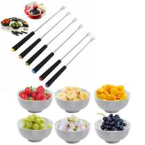 Conjunto 6 Garfos para Fondue + 6 Tigelas Bowl 720ml Melamina / Plastico Kit