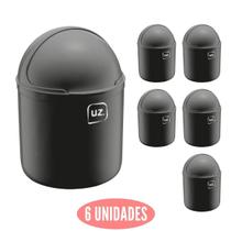 Conjunto 6 Lixeiras c Tampa p Escritorio Gourmet Preto 4L