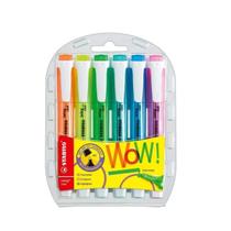 Conjunto 6 Marca Textos Stabilo Swing Cool Neon Marcadores 1 a 4mm Fluorescente Planner Anotações