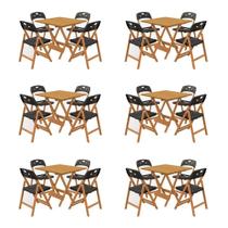 Conjunto 6 Mesas Dobráveis Elegance 4 Lugares MDF com Cadeiras Polipropileno Preto Mega Madeira Conjunto 6 Mesas Dobráveis Elegance 4 Lugares MDF com Cadeiras Polipropileno Preto Mega Madeira