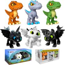 Conjunto 6 Mini Dinos e Dragões Como Treinar Dragão e Jurassic World Velociraptors