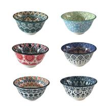 Conjunto 6 Mini Molheira Bowls Louça Cerâmica Estilo Japonesa Estampado 100ml