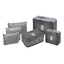 Conjunto 6 Organizadores de Mala para Viagem em Nylon Cinza 220332 - Lyor