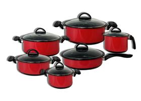 Conjunto 6 Panelas Cerâmica Tampa de Vidro fogão a gás cooktop indução lenha - Doce Lar - Royale