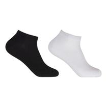 Conjunto 6 Pares Meias Poliéster e Algodão Invisível Baixa Cano Curto Branco 33-38 Preto 39-43