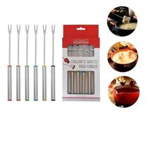 Conjunto 6 Peças Garfo Fondue Aço Inox Resistente