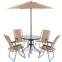 Conjunto 6 Peças Ombrelone Mesa Cadeiras Guarda Sol Kit jardim piscina Area de churrasco -Importway