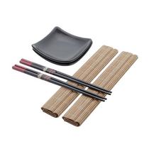 Conjunto 6 Peças Para Sushi De Bambu E Cerâmica Sendai