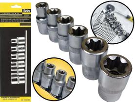 Conjunto 6 Peças Soquetes Torx Engate Rápido Macho Fêmea 1/2" Polegadas Profissional Conjunto 6 Peças Soquetes Torx Engate Rápido Macho Fêmea 1/2" Polegadas Profissional