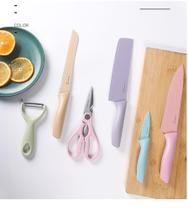 Conjunto 6 peçs colorido frutas vegetais faca chef descascador de pão cozinha de aço inoxidável - Prime