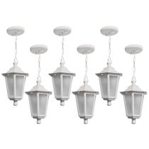 Conjunto 6 Pendentes de Teto Brancos 58cm Luminárias Gregas Dital Bivolt Lente Fosca Conjunto 6 Pendentes de Teto Brancos 58cm Luminárias Gregas Dital Bivolt Lente Fosca