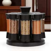 Conjunto 6 Porta Vidro Suporte Giratório Condimentos Organizador Temperos Cozinha Restaurante Casa