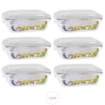 Conjunto 6 Pote 1040ml Hermético Vidro Marmita Com 4 Travas